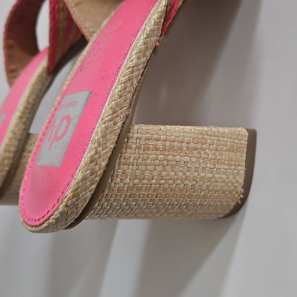 New Dolce Vita Haady Woven Rattan Block Heel Tan And Pink Sandal Size 10 View 2